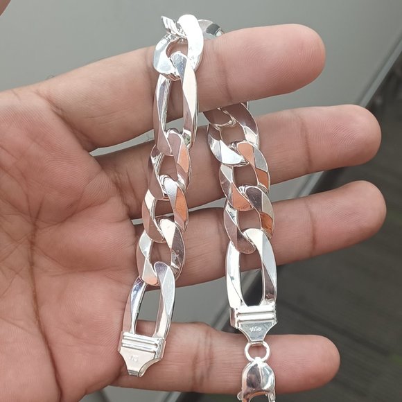 925 Sterling Silver Figaro Bracelet For Men 8 inches